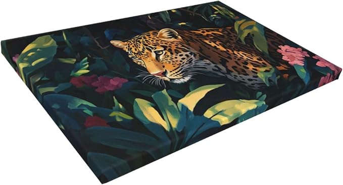 Olivine Jungle Cheetah Wall Art, Cheetah Pictures Wall Decor, Leopard Painting Nature Wildlife Canvas Prints, Framed Artwork for Dinning Room Bedroom Living Room Bathroom Office Home 36"x24"