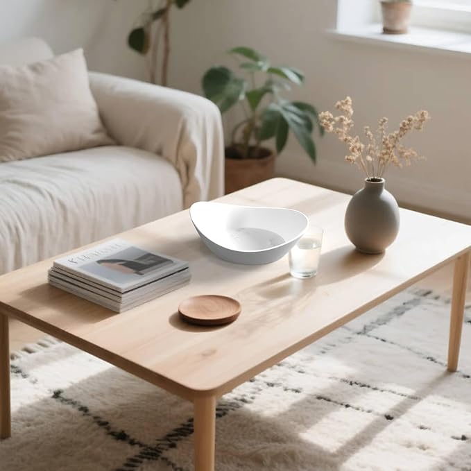 Concrete Fruit Bowl for Kitchen Counter – Large Decorative Bowls for Kitchen Decor, Dining Table, and Home Decor, Modern Centerpiece for Keys, Fruit, Candy, or Table Decor (White, 10.6")