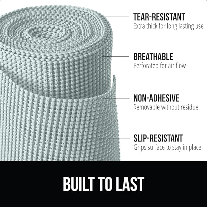 GORILLA GRIP powerGRIP Drawer Shelf and Cabinet Liner, Thick Strong Hold, Non-Adhesive Liners Protect Kitchen Cabinets and Cupboard, Bathroom Drawers, Easy Install, Breathable Mat, 17.5" x30' Spa Blue