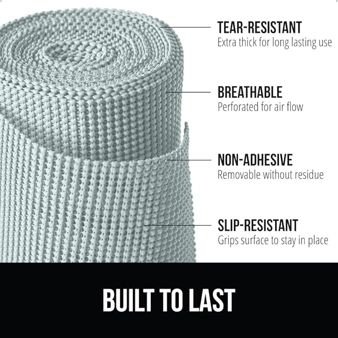 GORILLA GRIP powerGRIP Drawer Shelf and Cabinet Liner, Thick Strong Hold, Non-Adhesive Liners Protect Kitchen Cabinets and Cupboard, Bathroom Drawers, Easy Install, Breathable Mat, 17.5" x20' Spa Blue