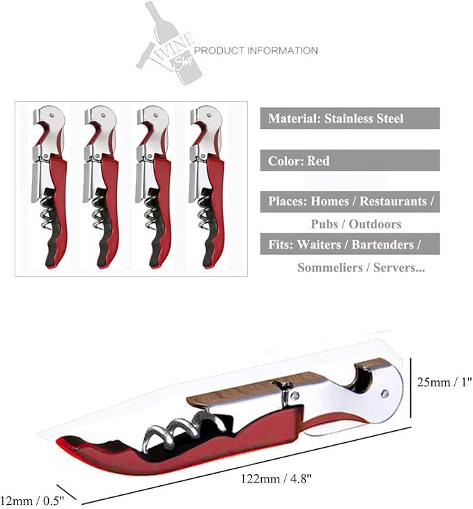 Professional Waiter Corkscrew Wine Openers Set, Heavy Duty Stainless Steel Hinges Wine Key for Restaurant Waiters, Sommelier, Bartenders