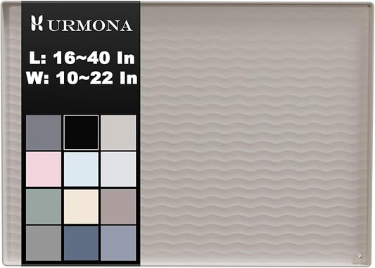 URMONA 16'' x 10'' Waterproof Silicone Under Sink Mat Cabinet and Counter Protector, Shelf Liner for Kitchen and Bathroom, Storage and Organizers, Litter Mat, Pet Cat Puppy Essentials（White Sand）