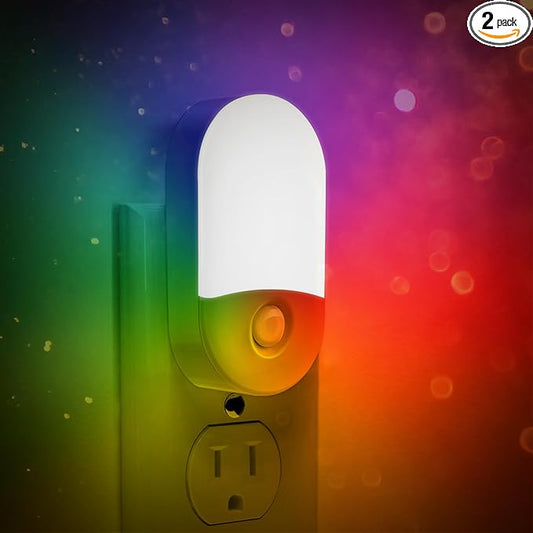 LOHAS Night Light for Kids [2 Pack], 8-Color Changing Night Lights Plug into Wall, RGB LED Nightlights, Nightlight with Light Sensor, Cute Night Light for Bathroom Decor, Children Room, Kids Gift
