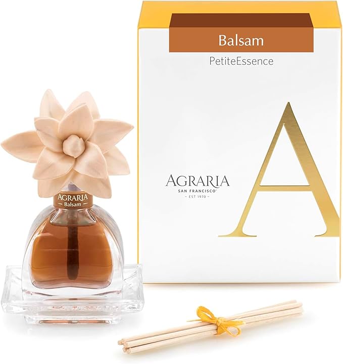 AGRARIA PetiteEssence Flower and Reed Diffuser Set, Hand Crafted Sola Flower Botanical Home Fragrance Set, Scented Oil Gift for All Occasions