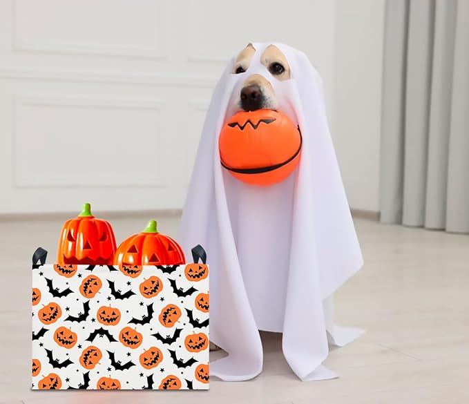 CLOCOR Rectangular Storage Basket Empty, Gift Basket for Halloween, Waterproof Storage Bin with Handles, Room Decor(Bat Pumpkin Halloween)