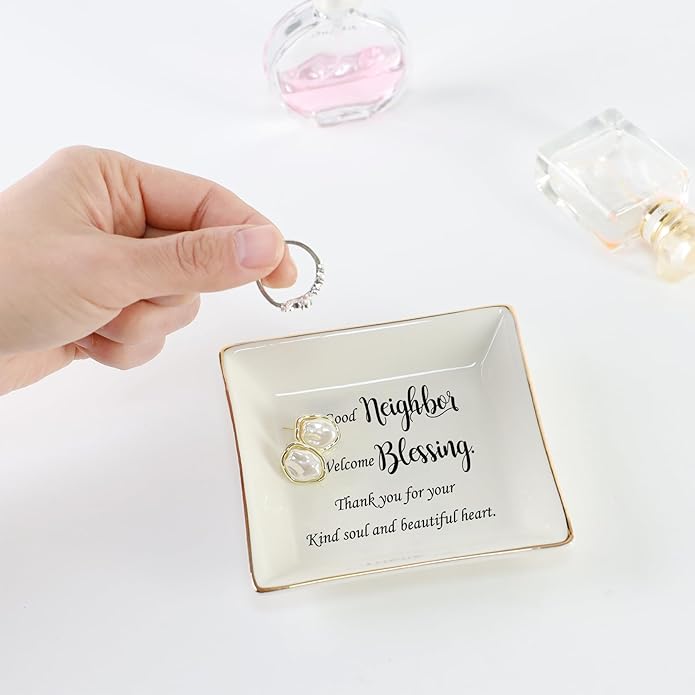 HOME SMILE Ceramic Ring Dish Jewelry Tray for Mom Sister Friends