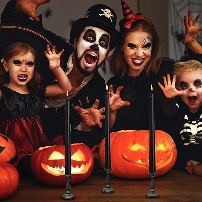 14 Unscented Black Taper Candle,10 inch Tall and 3/4 inch Thick,7.5 hrs Clean Burning,Dripless Candles for Weddings, Prayers, Festivals, Churches