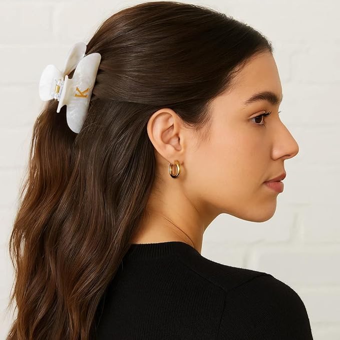 Teen Girl Gifts Trendy Stuff - White Initial Cute Hair Clips, Letter Hair Claw Clips, Glitter Claw Clips Durable Hair Clips, Birthday Gifts for Teens Daughter Sister Christmas Gifts