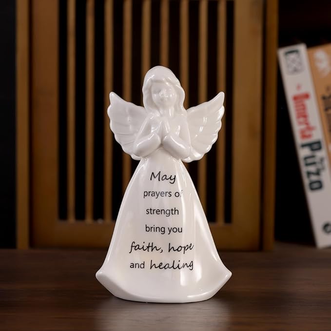 ADAVAS.Y&G Ceramic Praying Angel Figurine Best Gift for Loved Ones Healing Angel Night Light 7" H