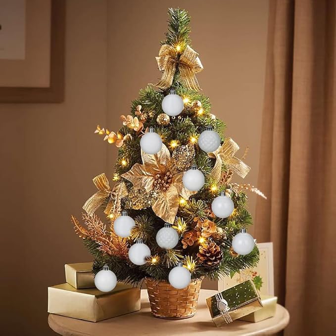 30PCS 2" Christmas Ball Ornaments Shatterproof White Christmas Tree Decorations Xmas Tree Balls Halloween Ornaments Décor