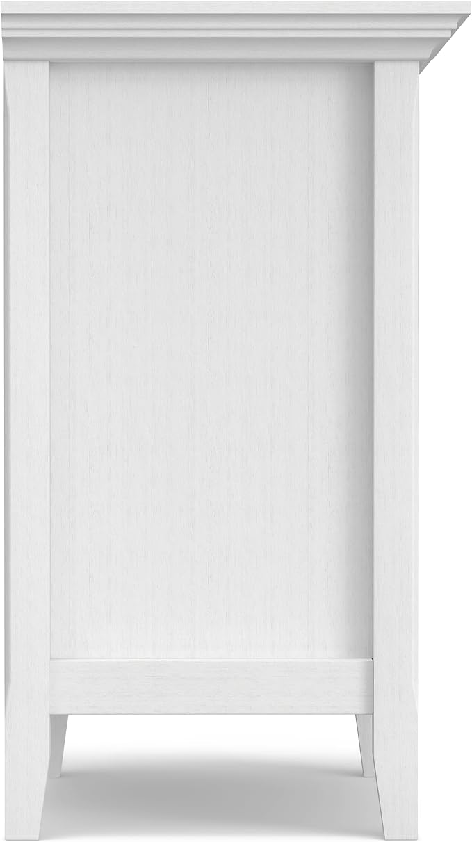 SIMPLIHOME Amherst SOLID WOOD 24 inch Wide Transitional Bedside Nightstand Table in White, for the Living Room and Bedroom