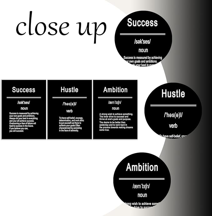 Inspirational Canvas Wall Art Poster Print Motivational Success Hustel Ambition Entrepreneur Quotes Inspiring Picture Painting Wall Decor Artwork for Modern Home Bathroom Ready to Hang [36''W x 16''H]