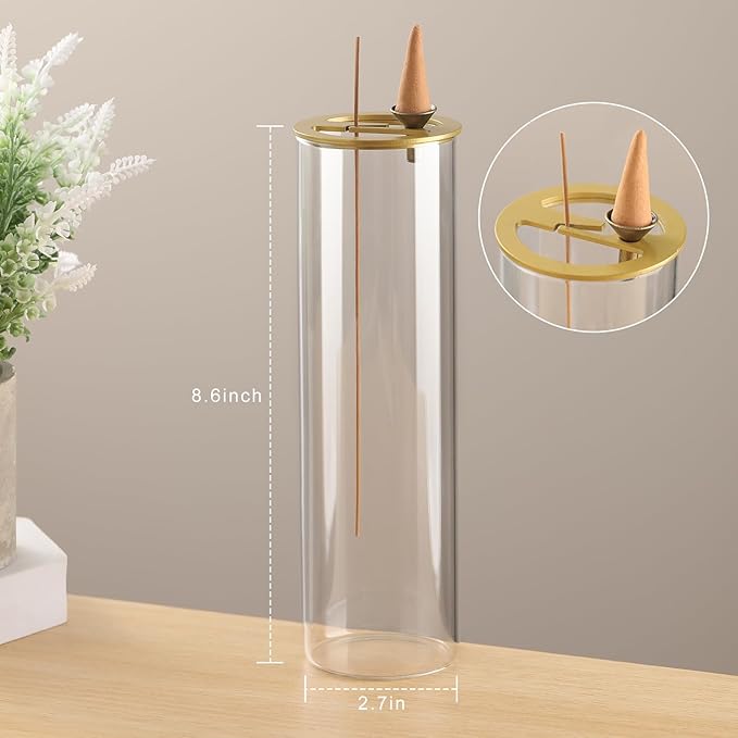 Incense Holder, 2 in 1 Incense Burner for Sticks, Ash-Proof Glass Incense Burner for Meditation Yoga Spa Room Decor