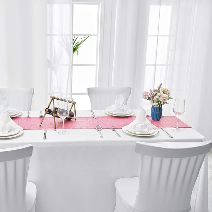 2 Packs 12 x 108 inches Pink Sequin Table Runner, Glitter Pink Table Runner for Wedding Birthday Bachelorette Holiday Party Supplies Decorations Bridal Shower Baby Shower