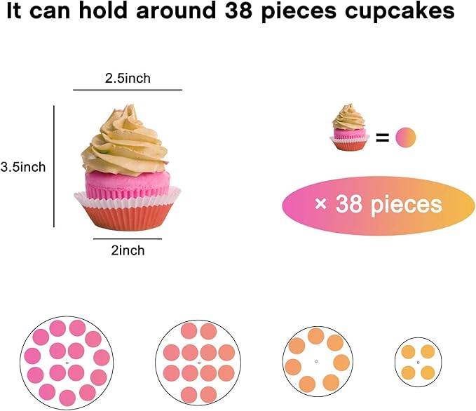 YestBuy 4 Tier Round Cupcake Stand – Premium Cupcake Holder – Acrylic Cupcake Tower Display – Display for Pastry + LED Light String – Ideal for Weddings, Birthday Parties & Events (Multicolored)