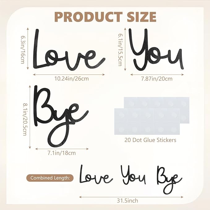 Yadiana Love You Bye Sign Above Door, 31.5" Black Wooden Home Decor Boho Modern Wall Art Decor, Express Love and Warm for Your Family and Lovers, Room Entryway Hallway House Wall Decor Aesthetic