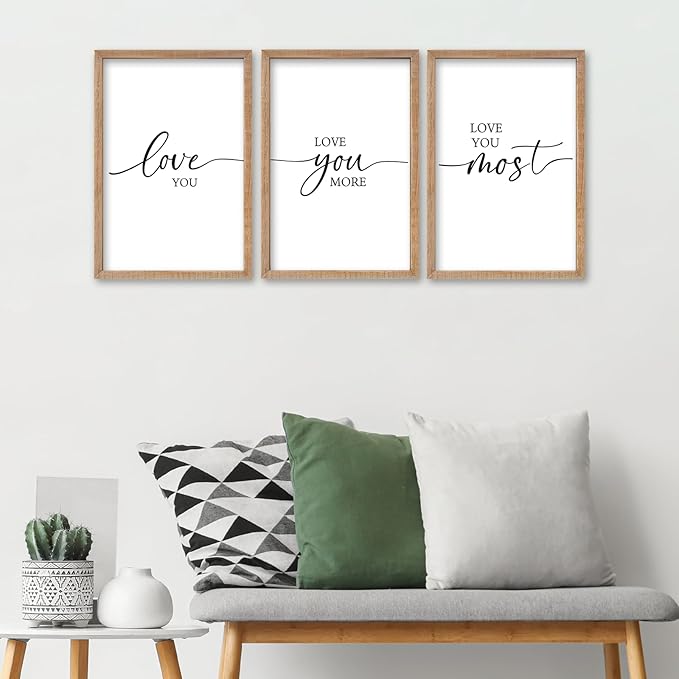 SRSZHIYUE I Love You More Most Wall Decor I'll Keep Choosing You Sign 16"×11" Set of 3 Framed Wood Above Over Bed for Master Bedroom Hanging Decoration (Wood)