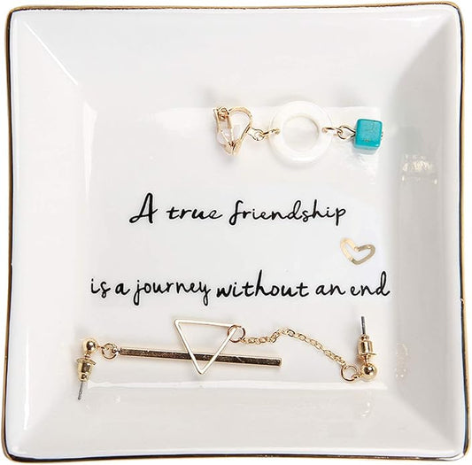 HOME SMILE Ceramic Ring Dish Jewelry Tray for Mom Sister Friends