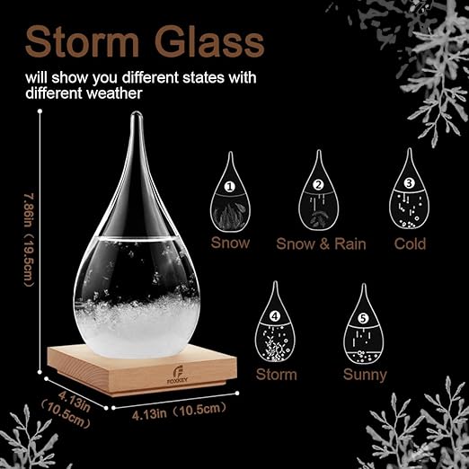 Birthday Gifts for Men Women Storm Glass Weather Predictor, Storm Glass Weather Forecast, Decorative Weather Snow Globe,Decorative Glass Bottles for Home and Office