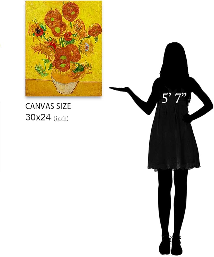 DECORARTS - Sunflowers, Vincent Van Gogh Art Reproduction. Giclee Canvas Prints Wall Art for Home Decor 30x24