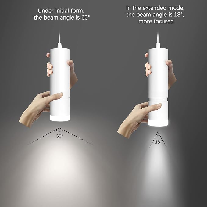 OKELI Modern Pendant Lights,White LED Mini Kitchen Island Lights Adjustable Focus Pendant Lighting for Kitchen Island Bedroom Dining Room Bar Shop,20W,4000K,ETL5026458(3 Pack)