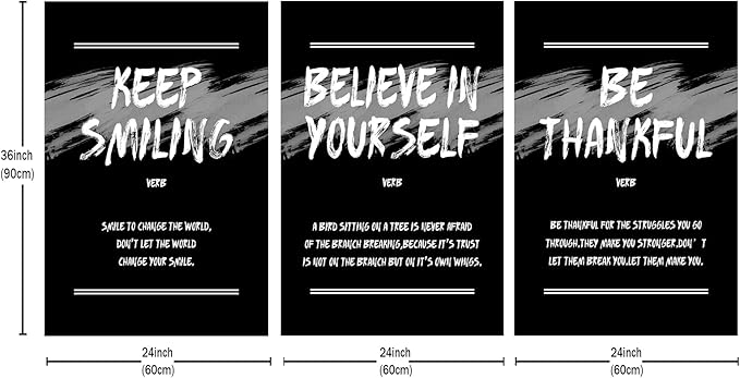 3 Pieces Inspirational Canvas Wall Art Picture Print Wall Decor Motivational Quotes Poster Painting Wall Decor Artwork for Modern Hone Living Room Workplace Office Ready to Hang [72''Wx 36''H]