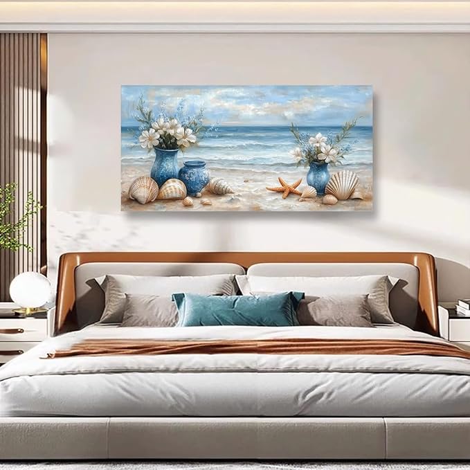Seascape Pictures Canvas Wall Art for Living room Office Bedroom Wall Decor,Beach Wall Art Print Paintings Modern Blue Natural Landscape Artwork Waterproof Ready to Hang-20x40inch