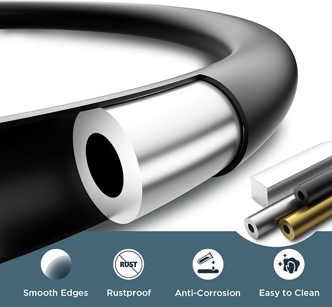 FORIOUS Matte Black Toilet Paper Holder Wall Mount, SUS304 Stainless Steel Double Post Pivoting Tissue Roll Holder and Hand Towel Ring Set for Bathroom, RV, Bathroom Hardware Accessories Set