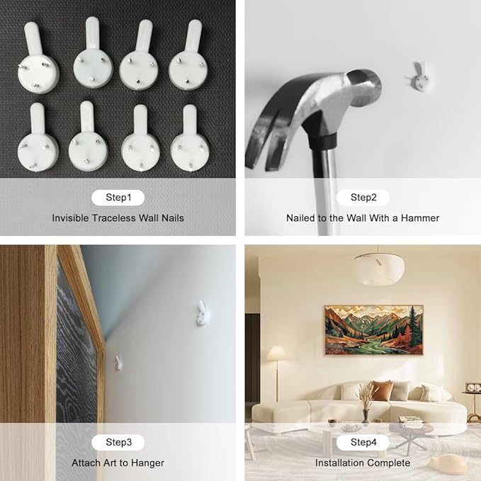 HPINUB Abstract Boho Mountain Framed Canvas Wall Art Set,Vibrant Forest Pine Tree Wall Decor,Textured Landscape Artwork Rustic Linear Scenery Art Print for Living Room,Bedroom,Office-20 x40