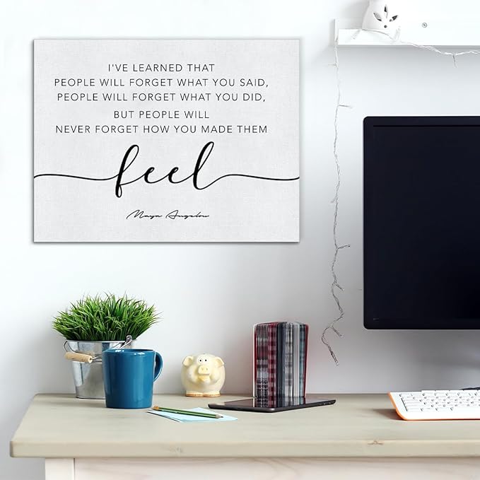 Inspirational Canvas Wall Art Motivational Quote I've Learned That People Will Never Forget How You Made Them Feel Canvas Prints Framed Painting Artwork Home Décor