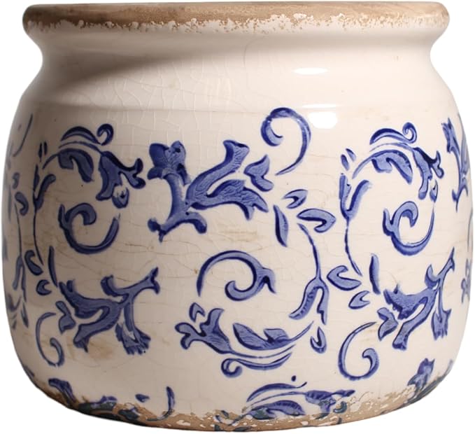 Ceramic Planters for Indoor Plants, Plant Pots with Drainage Hole, 6.29in. Flower Pots for Indoor Plants, Planters & Succulent Pots, Crackle Glaze Finish Plant Pots, Light Blue