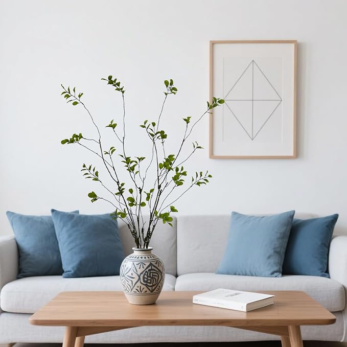 4Pcs 35.4” Artificial Eucalyptus Branches for Vase Filler, Faux Greenery Stems, Bendable Twig Leaves for Minimalist Indoor Home Decor