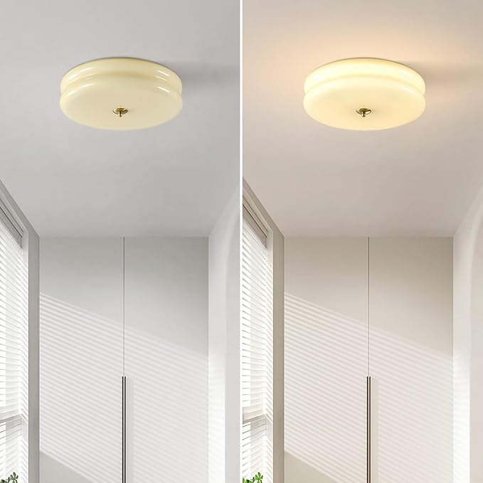 KCO Lighting Modern Yellow Glass Ceiling Light Modern Hallway Ceiling Lights Retro Flush Mount Ceiling Light Mid Century Overhead Lighting Large Flush Mount Kitchen Light