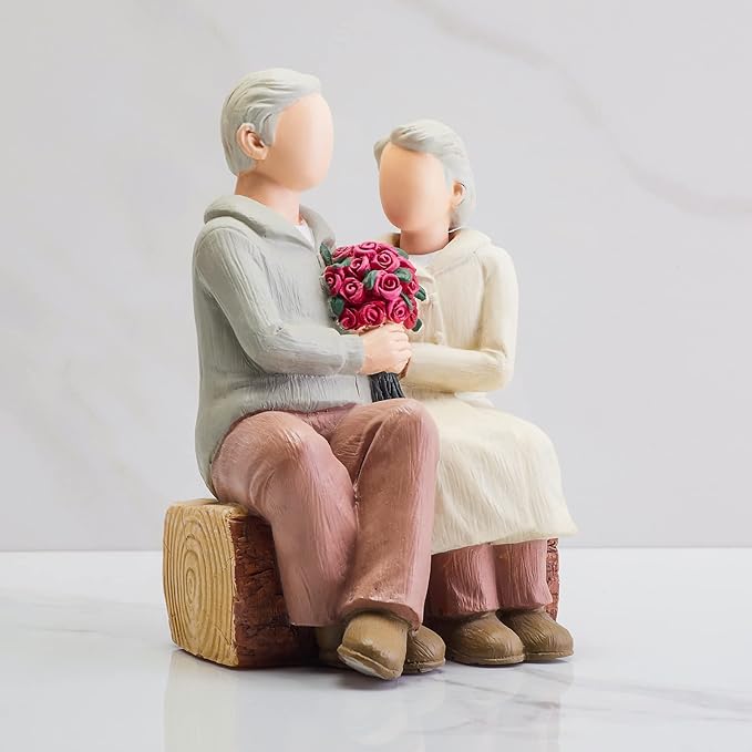 Rose Couple Home Decor Figurine, Romantic Loving Sculpted Hand Painted Figure Happy Wedding Anniversary Sculpture Gifts for Couple Home Decor Statue for Wedding Valentine's Day Christmas