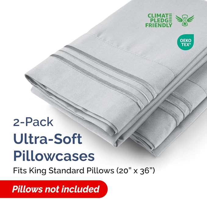 New Pillow Cases, King Standard, Steel Blue