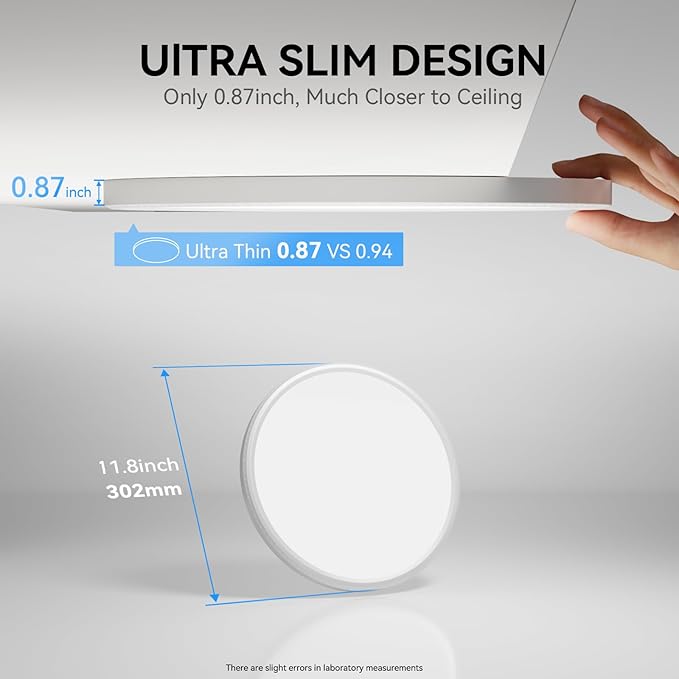 4PACK 3200lm LED Flush Mount Ceiling Light, Super Slim 12 inch LED Ceiling Light, 5000K Daylight LED Ceiling Light for Bedroom, living room, garage, office, warehouse, Dining room (White, Four Pack)