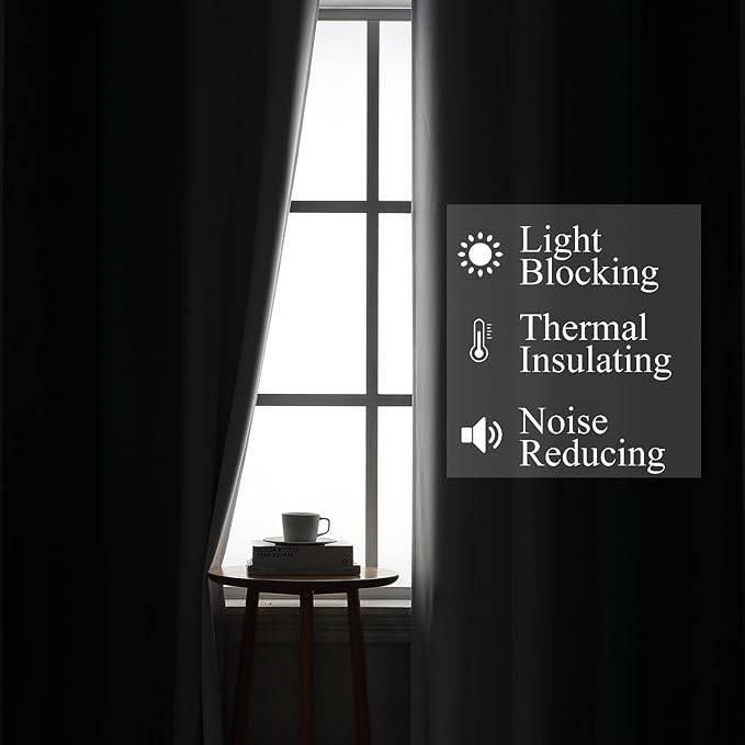 Estelar Textiler Full Room Darkening Blackout Curtains 72 Inch Length 2 Panels Set, Ombre Greyish White and Green Thermal Insulated Full Light Blocking Grommet Blackout Drapes for Bedroom, 42Wx72L