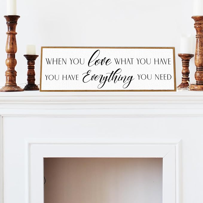When You Love What You Have Sign Wall Art Framed Canvas,Family Wall Decor for Home Bedroom,Wedding Gift for Friends Couple