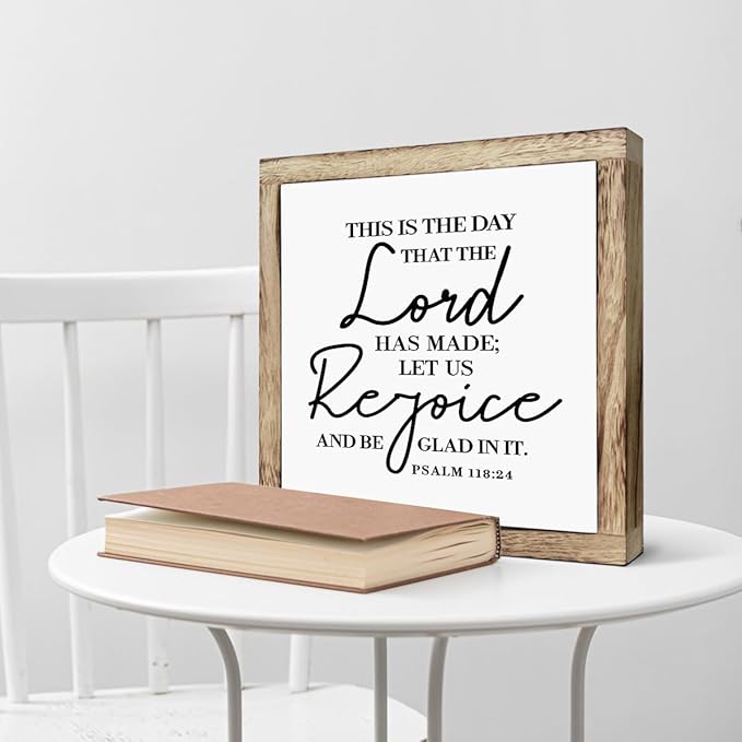 Scripture Sign, This is The Day That The Lord has Made Sign, Wooden Plaques Box Signs, Christian Wood Sign, Bible Verse Decor, Table Shelf Decoration, Psalm 118:24 Sign, Housewarming Gift