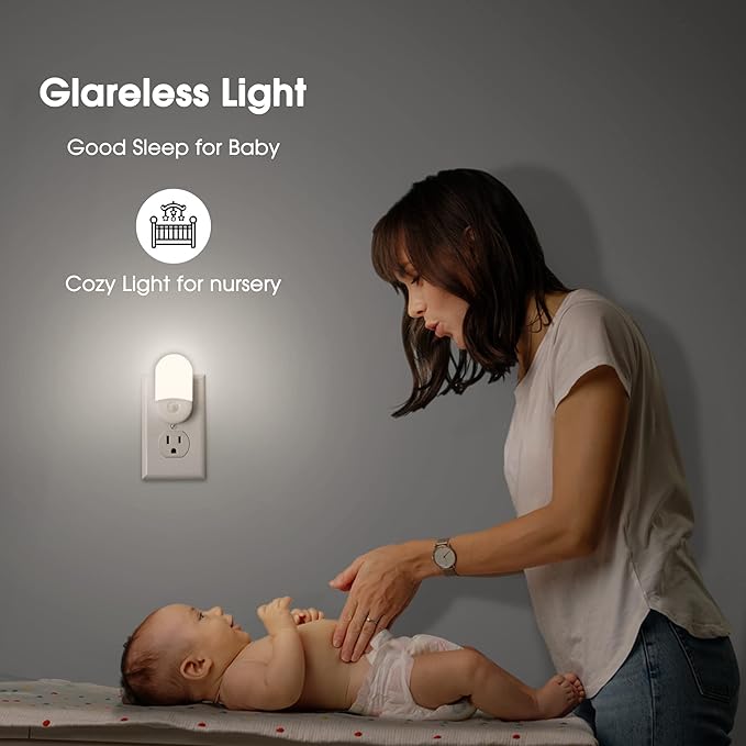 LOHAS Night Light Plug in, 4 Pack 0.6W LED Night Light for Kids, Auto Dusk to Dawn Sensor Bright Nightlight, Daylight White 5000K, 30/60lm Small Night-Lights for Adults, Hallway, Kitchen, Stairs