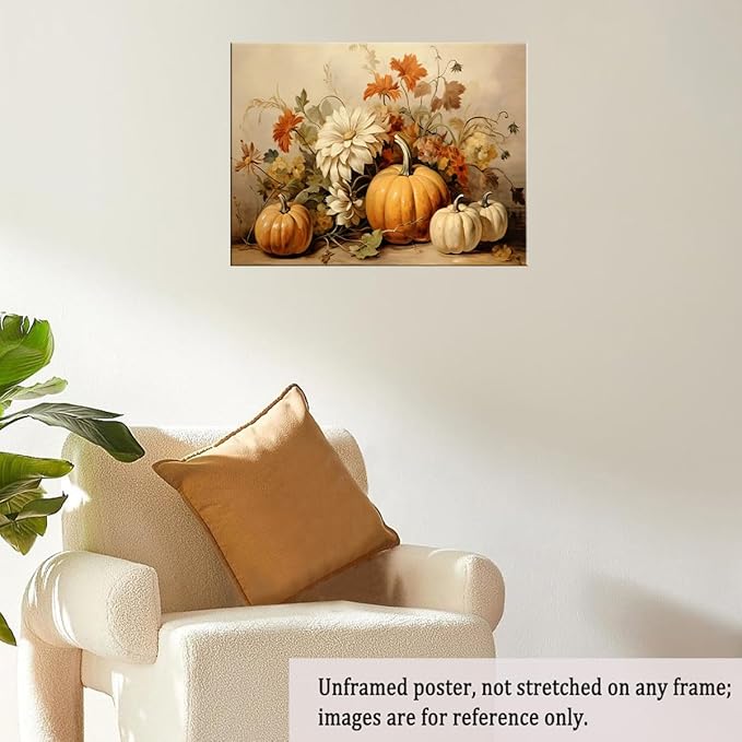 Fall Wall Decor Thanksgiving Rustic Fall Art Vintage Autumn Wall Print Halloween Autumn Decor Rustic room aesthetic decoration 20x30"Unframed