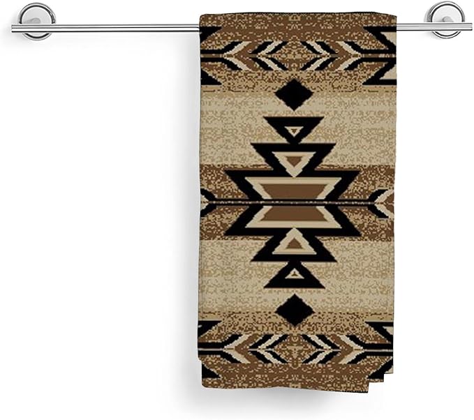 Western Kitchen Towels 16x24 Inch Brown Black Boho Aztec Decor Dish Towels Rustic Beige Native Geometic American Decoration Hand Towels Absorbent Dish Cloths for Home Kitchen Dining Set of 2
