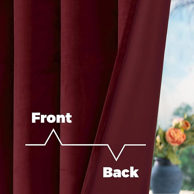 BGment Red Velvet Blackout Curtains for Living Room, 84 inches Long Thermal Insulated Curtains Noise Reduce Back Tab and Rod Pocket Luxury Panels for Bedroom, 2 Panels, 42 x 84 Inch