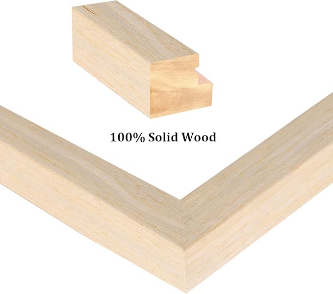 Egofine A4 Picture Frames Set of 4, Made of Solid Wood Covered by Plexiglass 4x6 and 6x8 with Mat or A4 without Mat, for Table Top Display and Wall Mounting Photo Frame Oak Wood