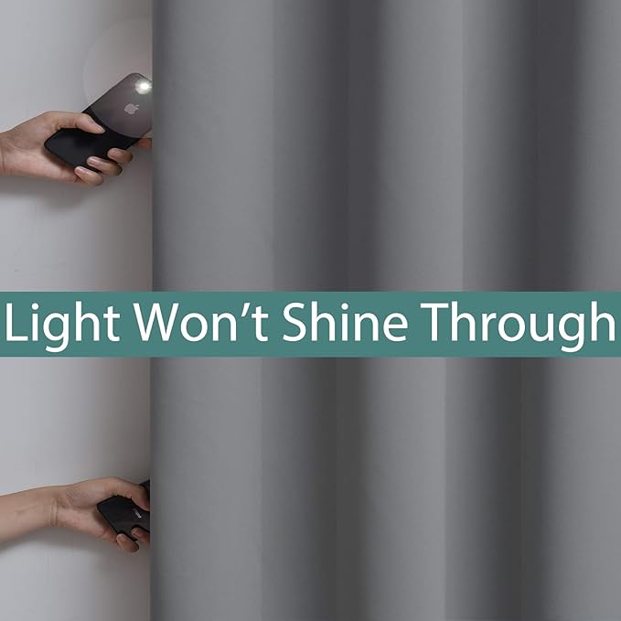 Yakamok Total Blackout Extra Wide Patio Sliding Door Curtains, Grommet Thermal Insulated Blind Curtains, Sliding Glass Door Panel for Living Room/Space Room Divider, Grey, W100 x L96, 1 Panel