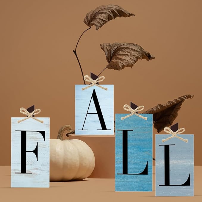 Fall Decorations for Home Thanksgiving Decorations Indoor Fall Gifts for Women Men Autumn Decor Blue Fall Table Decor Sign for Farmhouse Harvest Kitchen Bathroom Bedroom Office