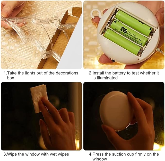 Christmas Decorations, Christmas Window Lights, Christmas Lights with Suction Cup, Christmas Window Decorations Battery Operated, Christmas Gifts for Women Kids Men (Santa & Reindeer Indoor LED 2 Pcs)