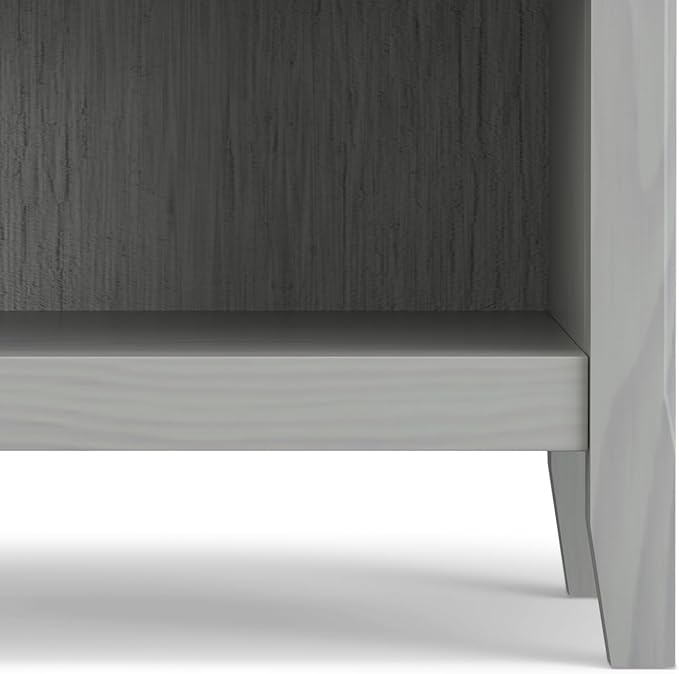 SIMPLIHOME Amherst SOLID WOOD 24 Inch Wide Traditional Bedside Nightstand Table in Fog Grey, For the Living Room and Bedroom