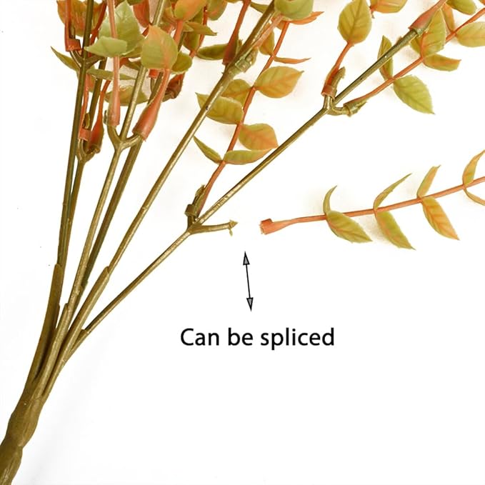 12pcs Artificial Fall Flowers Fake Eucalyptus Flower Outdoor UV Resistant Fall Plants for Home Kitchen Christmas Festival Thanksgiving Autumn Decoration (12, Fall Orange)