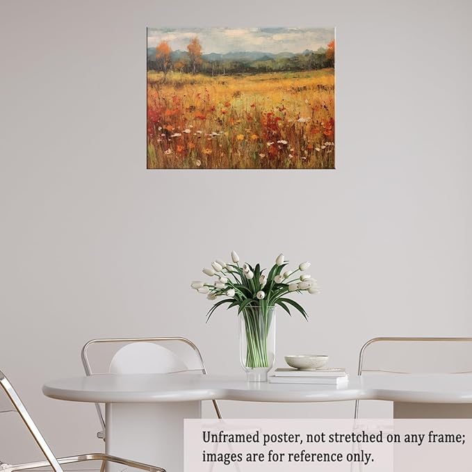 Autumn Wildflowers Canvas Print posters Farmhouse Decor Fall Wall Art Autumn Decor Wildflower Wall Art Autumn Home Decor 20x30 Unframed